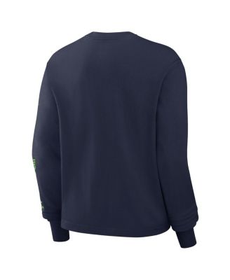 Women's College Navy Seattle Seahawks Boxy Long Sleeve T-Shirt