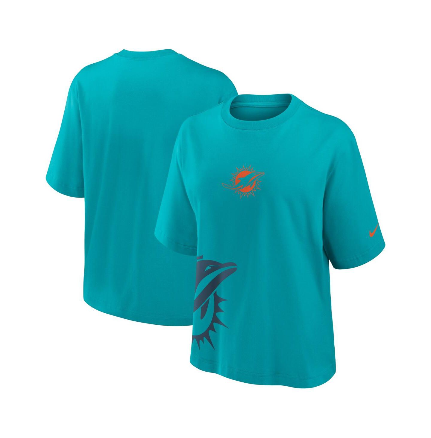 Женская футболка Nike Aqua Miami Dolphins Boxy — фото 1
