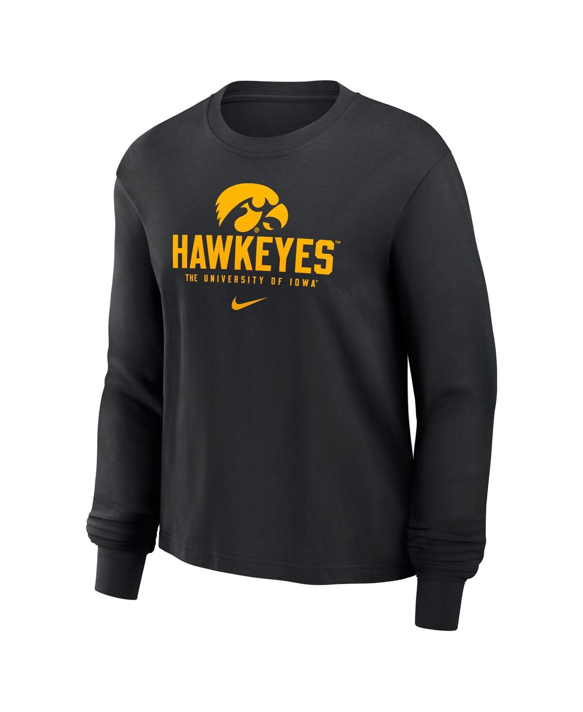 Nike Women's Black Iowa Hawkeyes Primetime University Boxy Long Sleeve T-shirt In Black