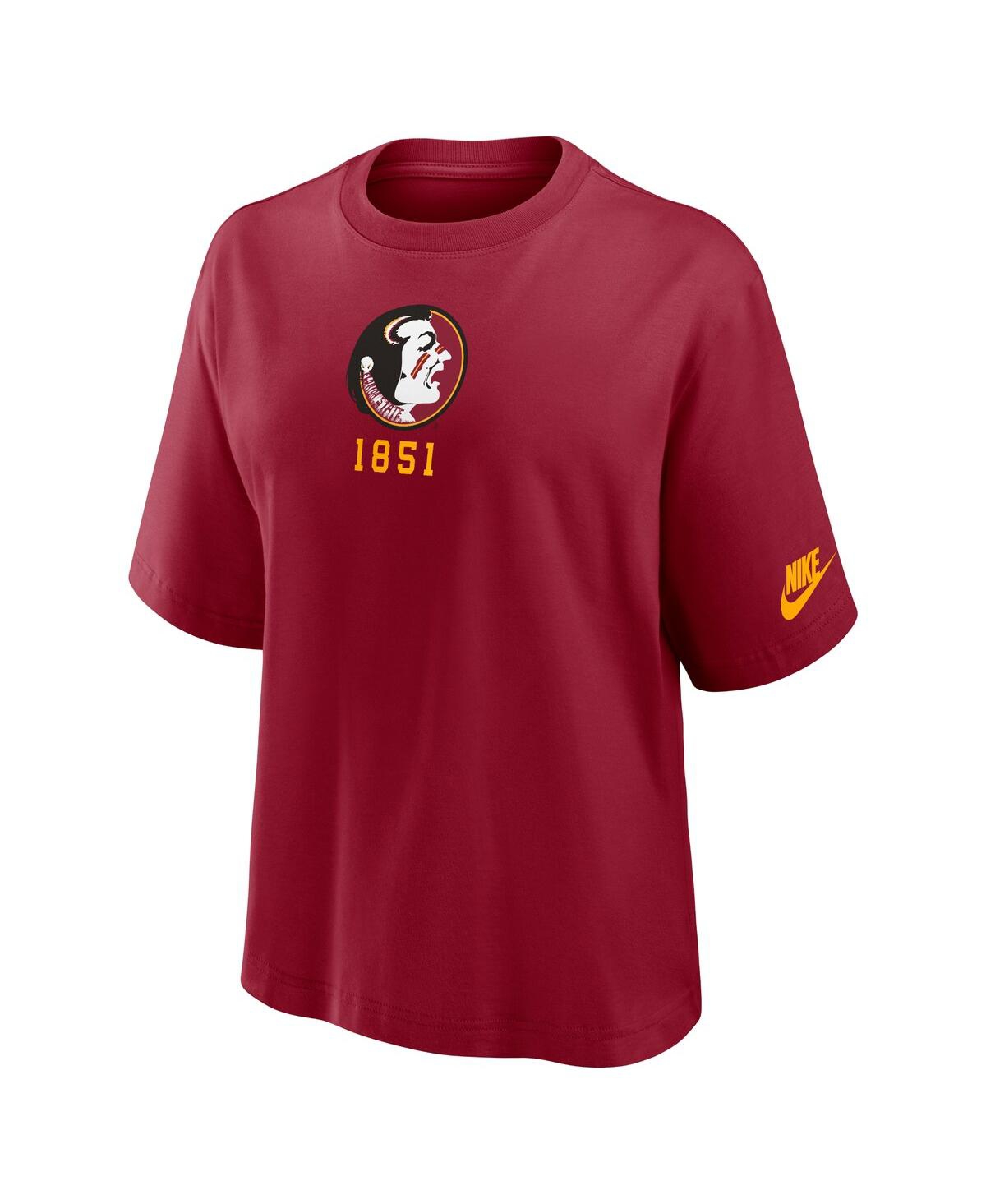 Nike Women's Garnet Florida State Seminoles Boxy Legacy Established T-shirt In Garnet