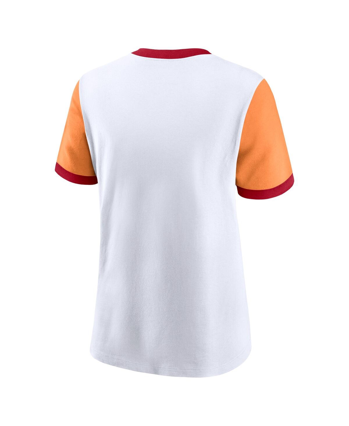 Nike Women's White/orange Tampa Bay Buccaneers Rewind Ringer T-shirt In White,orange