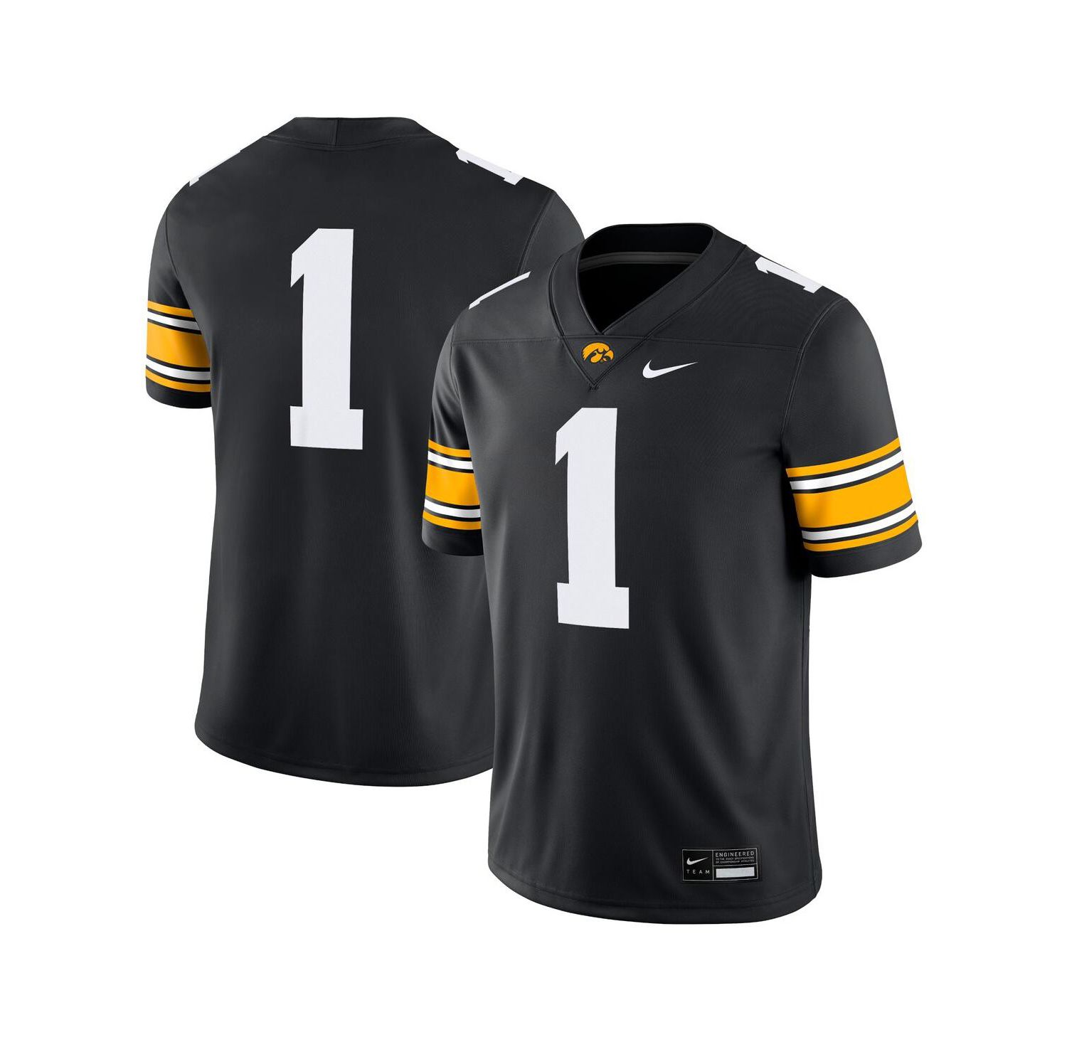 Men's 1 Black Iowa Hawkeyes Game Jersey