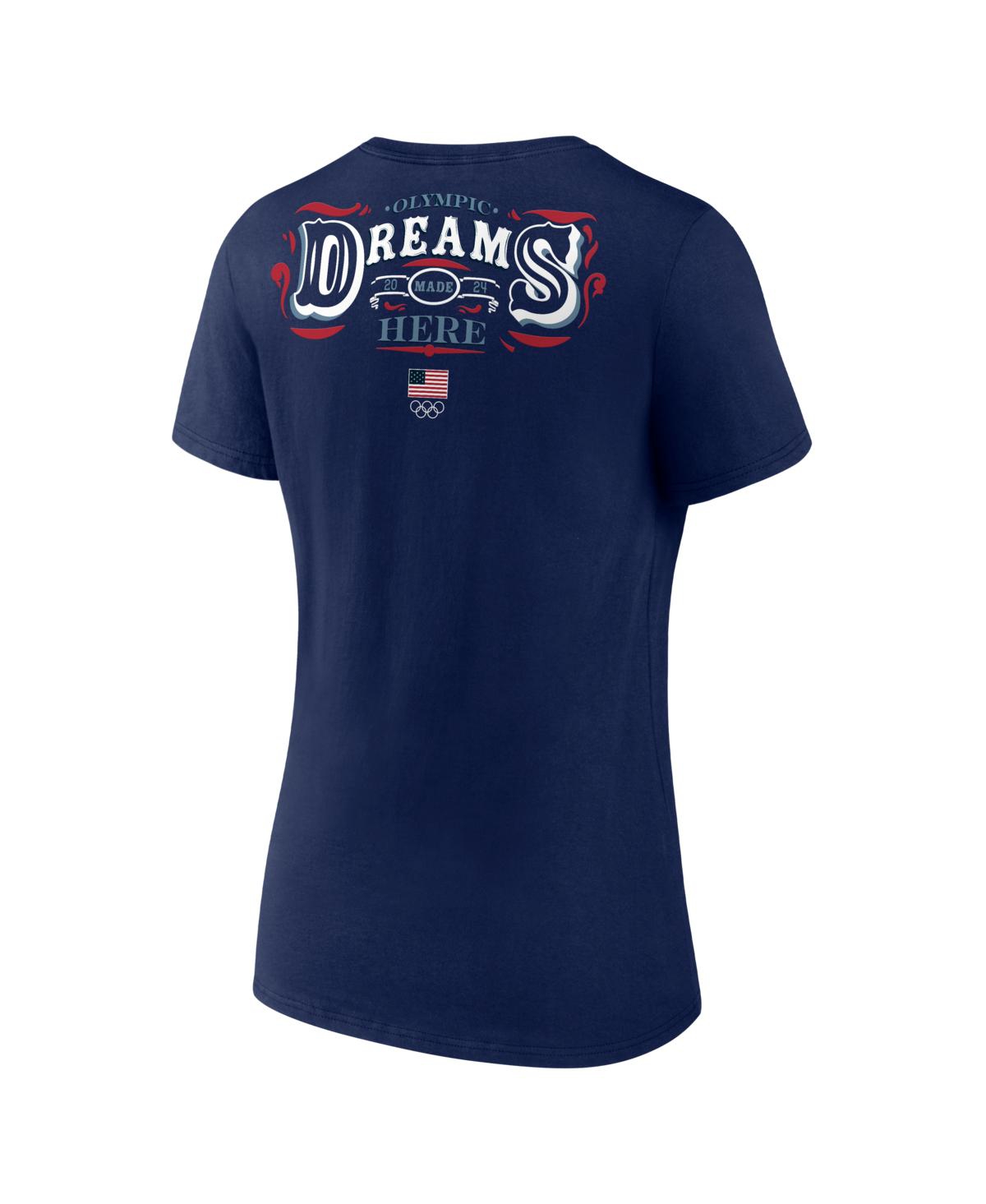 Fanatics Women's Navy Team Usa Paris 2024 Summer Olympics Dreams Are Made Here V-neck T-shirt In Navy