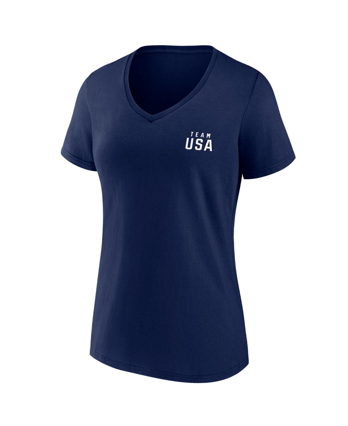Fanatics Women's Navy Team Usa Paris 2024 Summer Olympics Dreams Are Made Here V-neck T-shirt In Navy