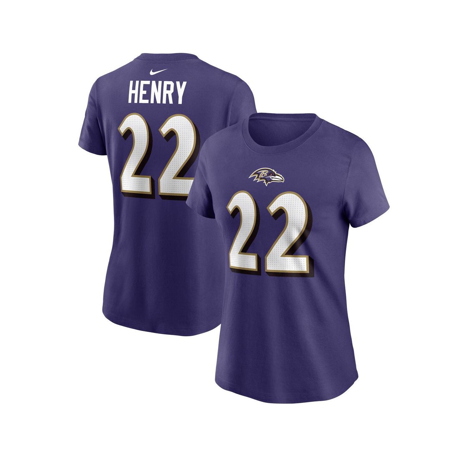 Women's Derrick Henry Purple Baltimore Ravens Player Name & Number T-Shirt