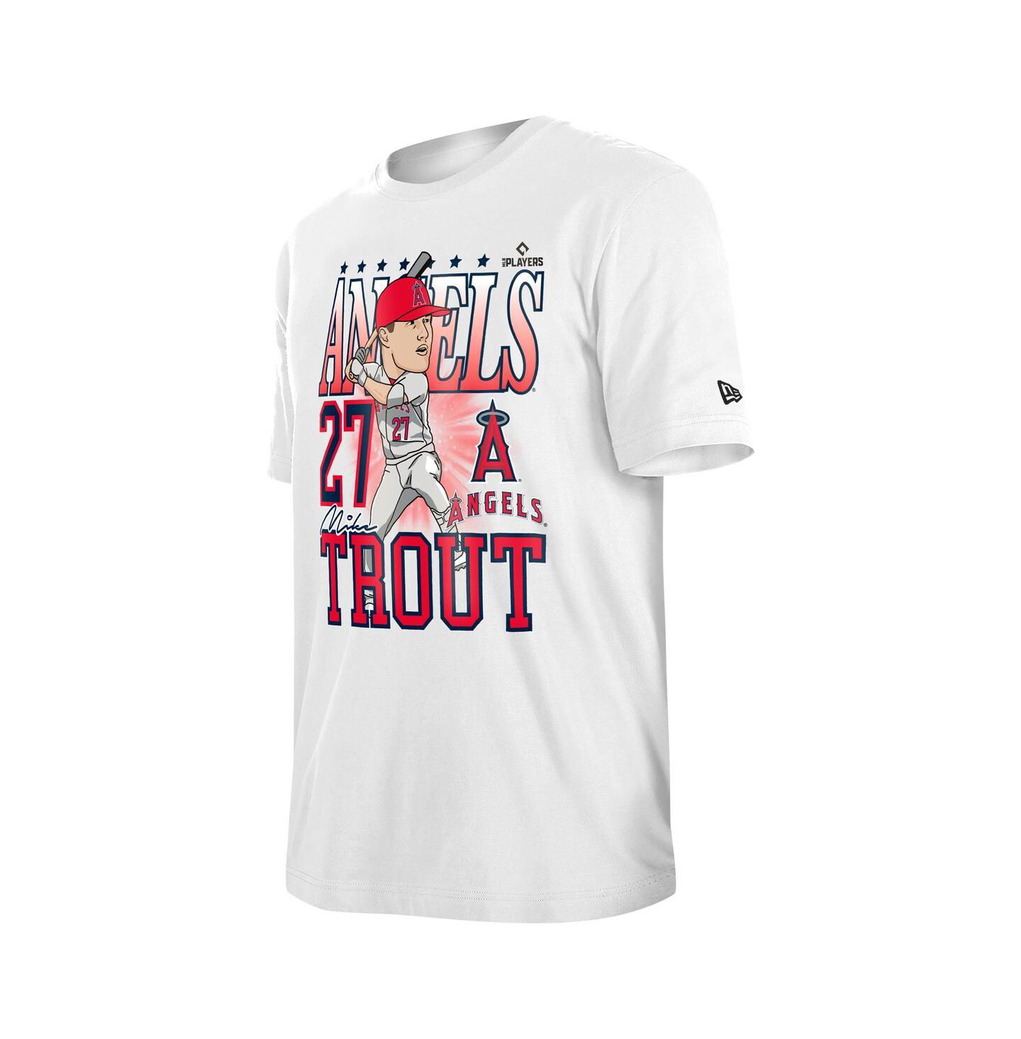 Мужская футболка New Era Mike Trout White Los Angeles Angels Caricature — фото 3