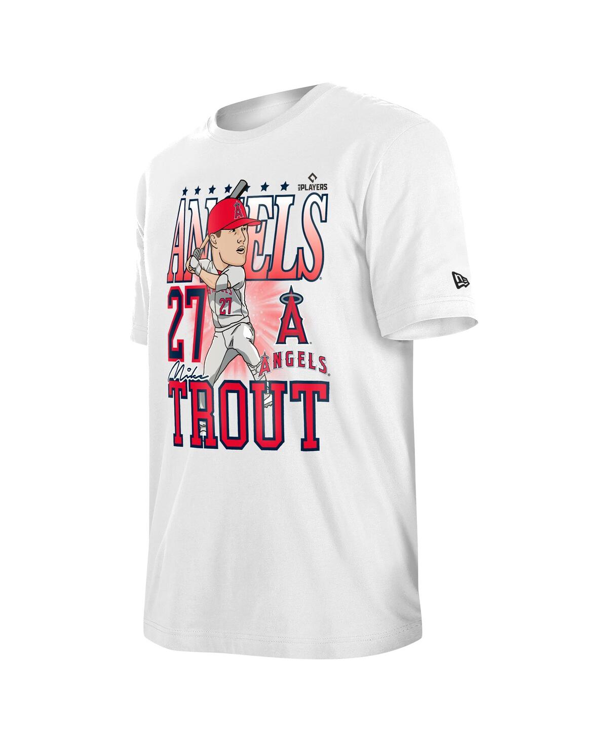 Shop New Era Men's Mike Trout White Los Angeles Angels Caricature T-shirt