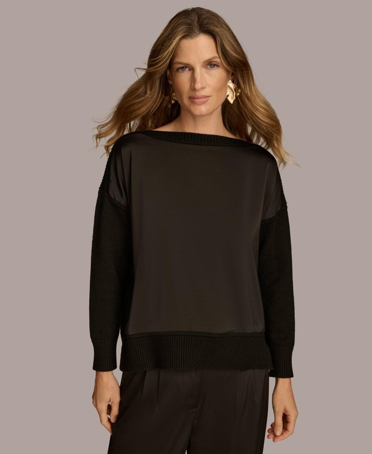 Donna Karan New York Women's Mixed-Media Sweater