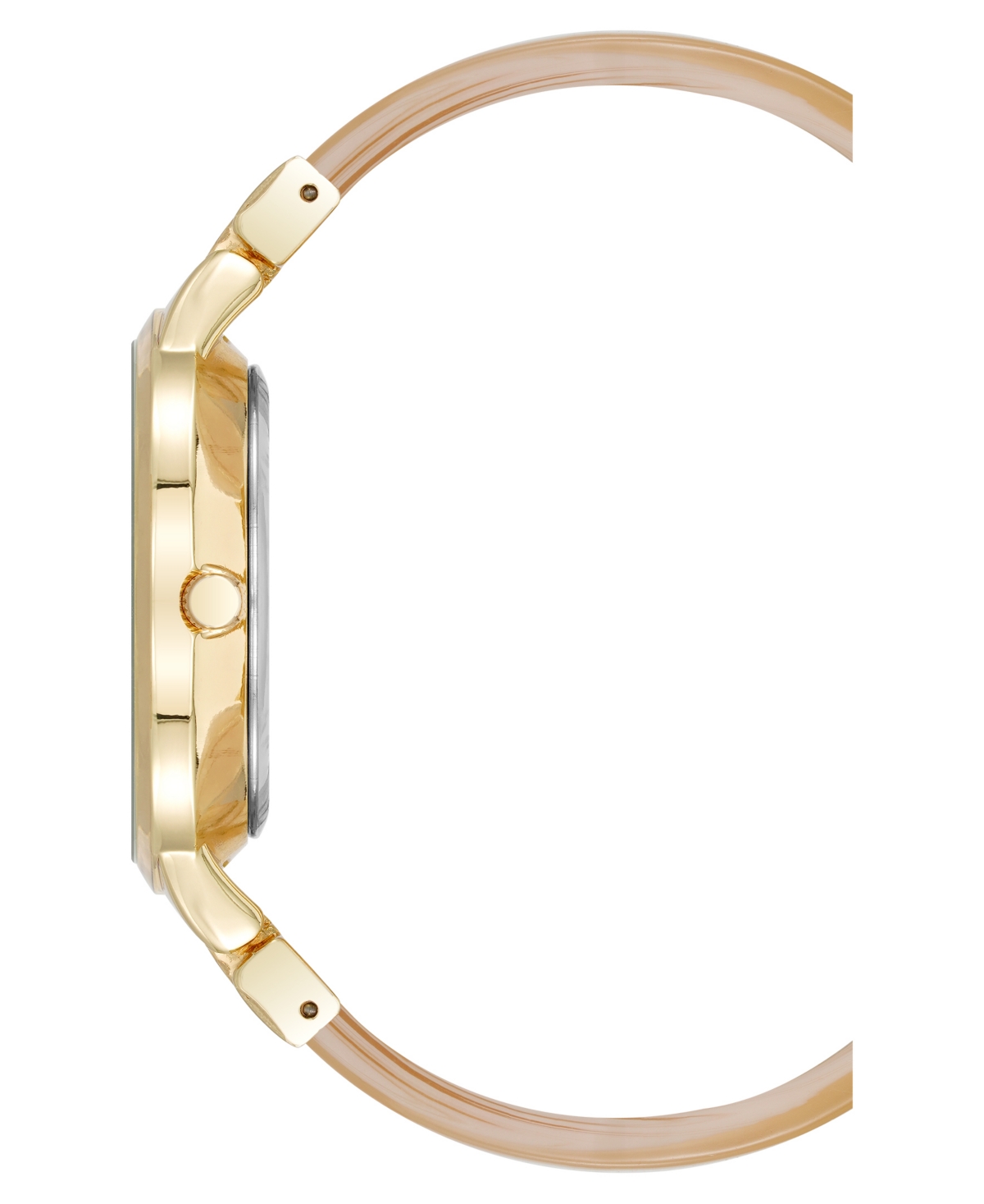 Anne Klein Women's Quartz Boyfriend Tan Acetate And Gold-tone Metal Alloy Bangle Watch, 35.5mm In Tan,gold-tone