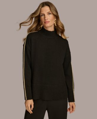 Donna Karan New York - Women's Metallic Trim Mock-Neck Sweater