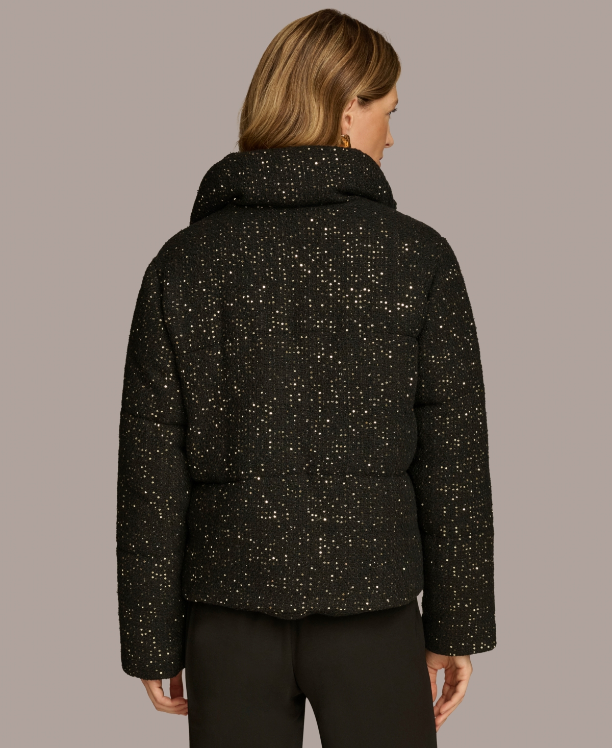 Donna Karan New York Women's Micro-Sequin Puffer Jacket