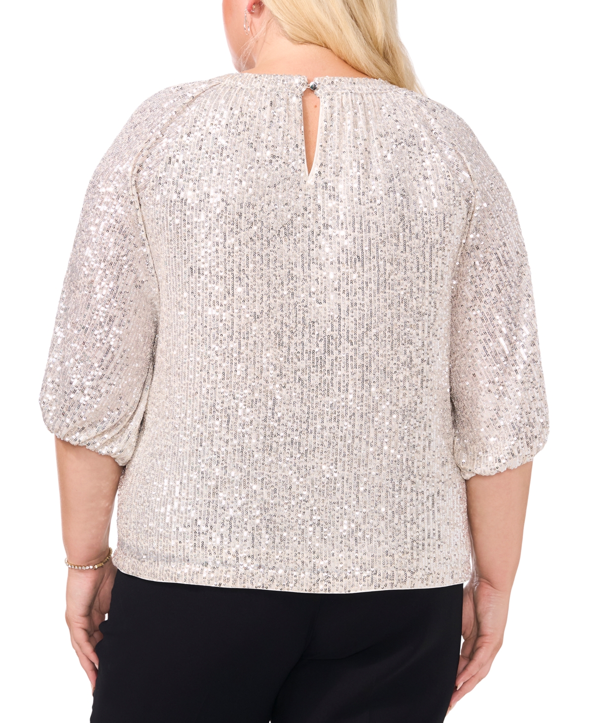 Vince Camuto Plus Size Sequined Dolman-Sleeve Top
