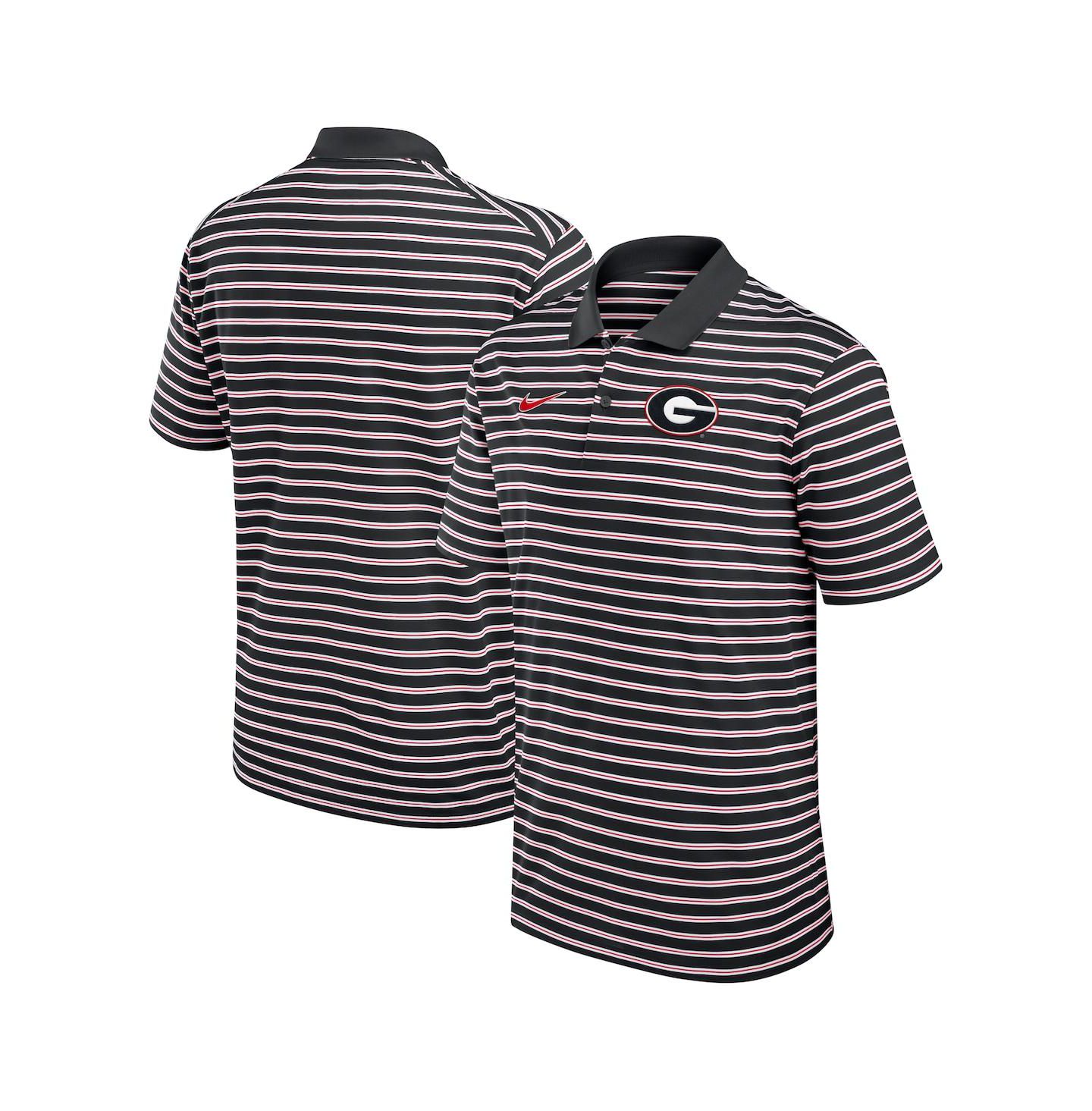 Мужское поло Nike Georgia Bulldogs Primetime Victory Striped Performance Polo, цвет: Чёрный / Белый — фото 1