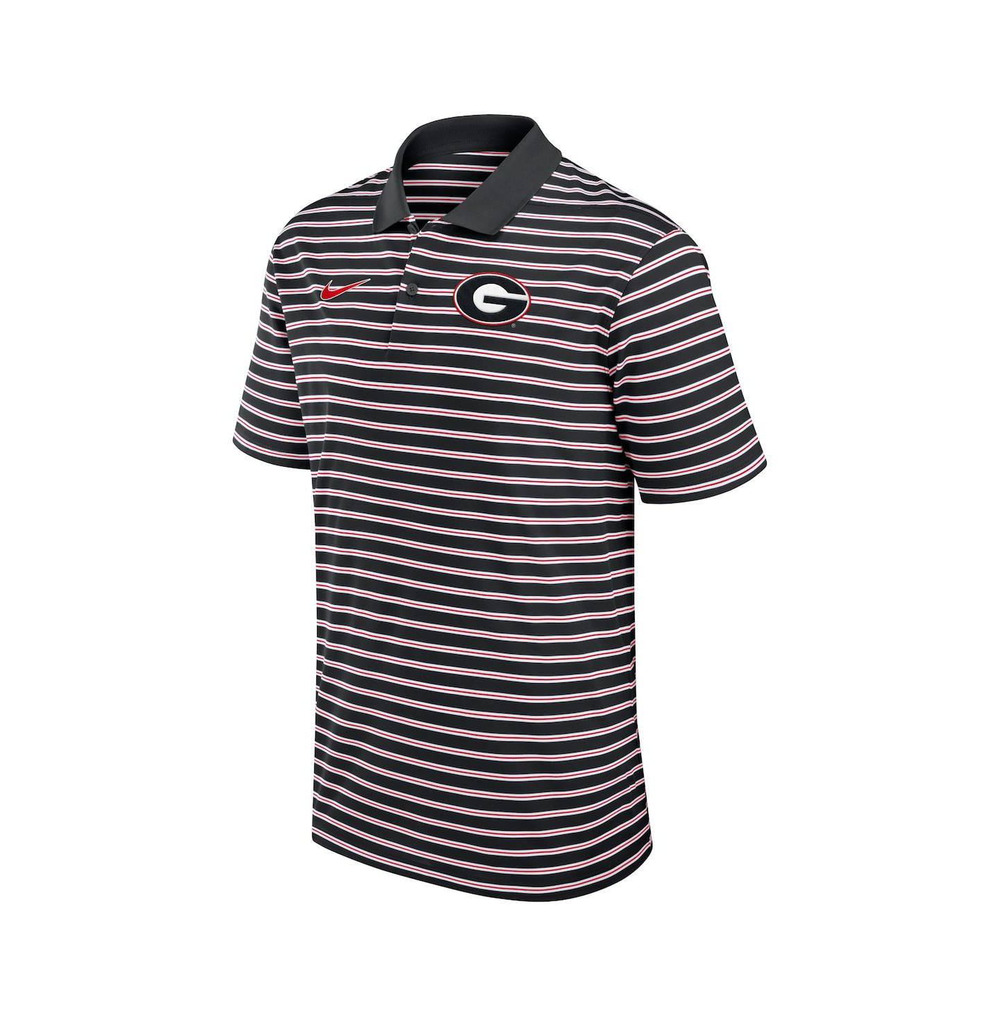 Мужское поло Nike Georgia Bulldogs Primetime Victory Striped Performance Polo, цвет: Чёрный / Белый — фото 3