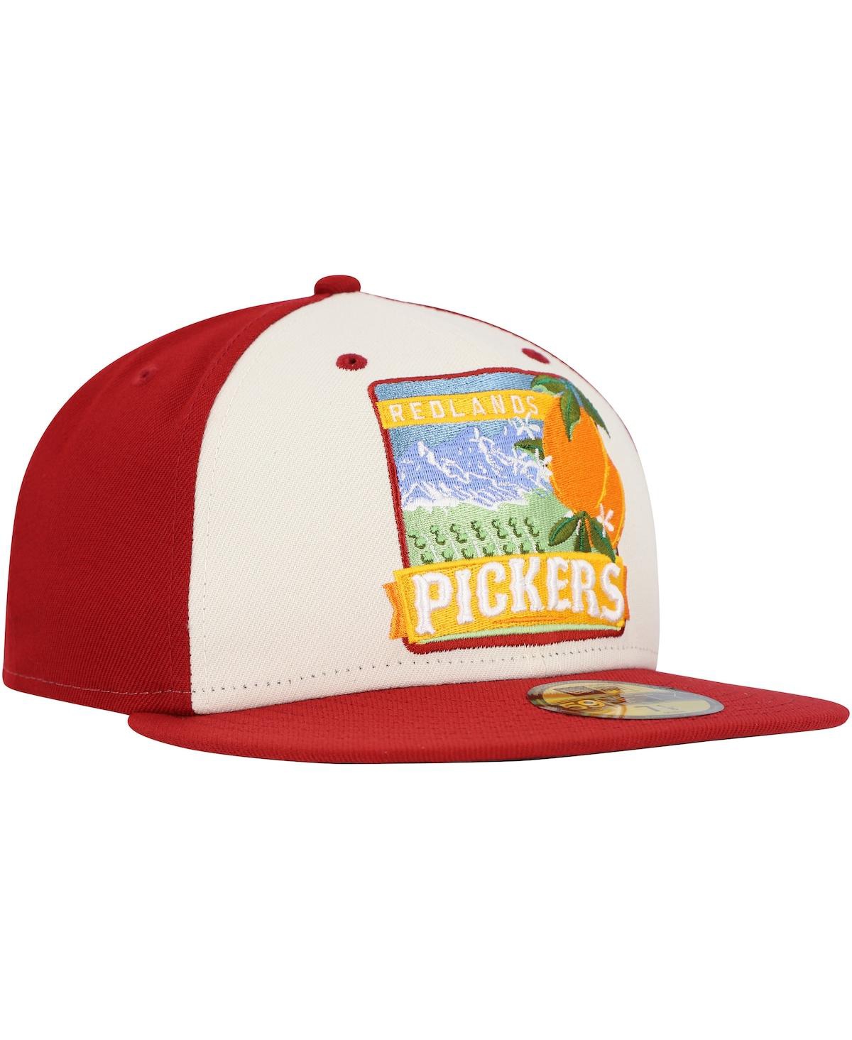 New Era Men's White/red Inland Empire 66ers Theme Night Redlands Pickers 59fifty Fitted Hat In White,red