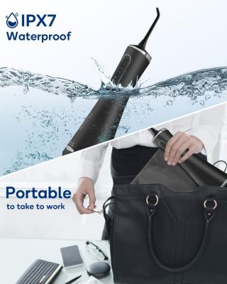 LP211 Cordless Advanced Water Flossers for Teeth, 5 Cleaning Modes Rechargeable Power Dental Flosser 8 Replacement Jet Tips IPX 7 Waterproof Dental Irrigator with Portable Travel Storage Pouch