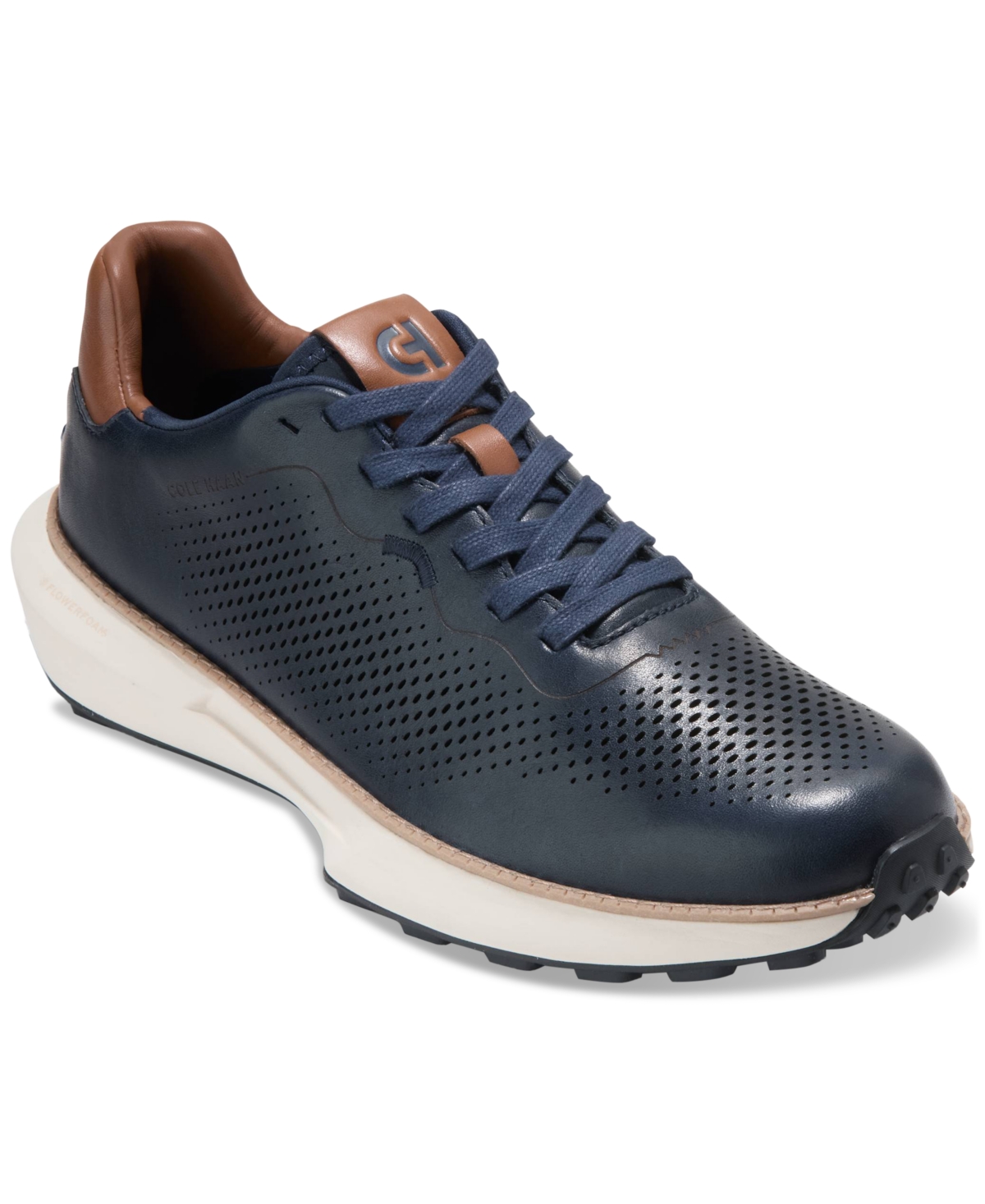Cole Haan Men's GrandPr Ashland Laser-Perforated Sneaker - Navy Blazer-British Tan-Ivory
