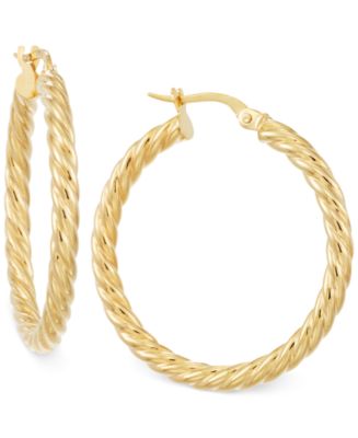 Italian Gold Twisted Hoop Earrings In 14k Gold - Macy's