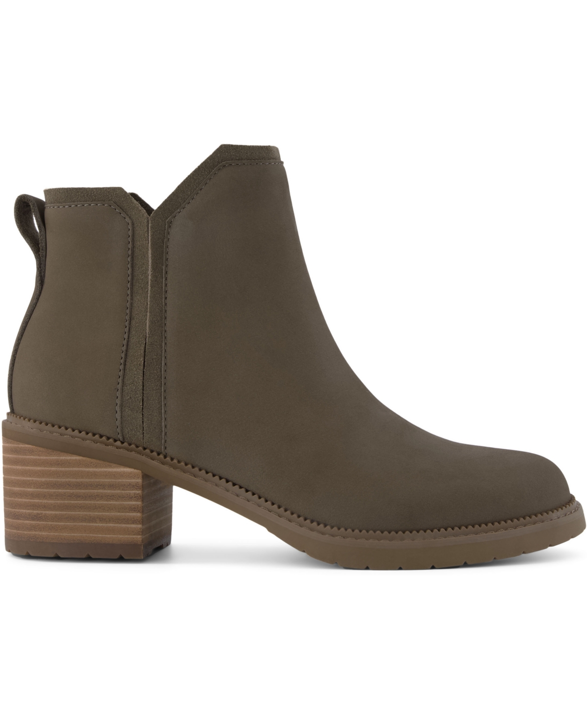Shop Toms Women's Hailey Block Heel Nubuck Leather Booties In Canteen Green