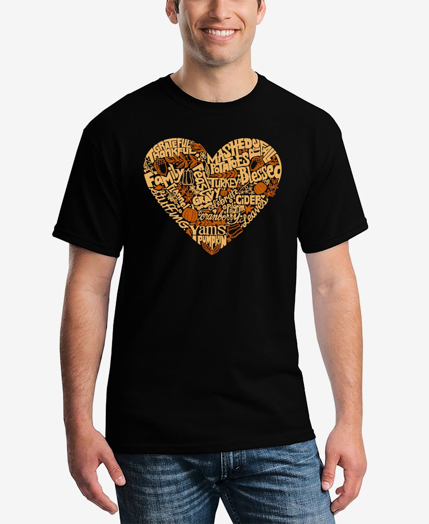 Men's Thanksgiving Heart Word Art T-Shirt