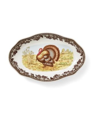 Woodland Turkey Pickle Dish, Set of 2