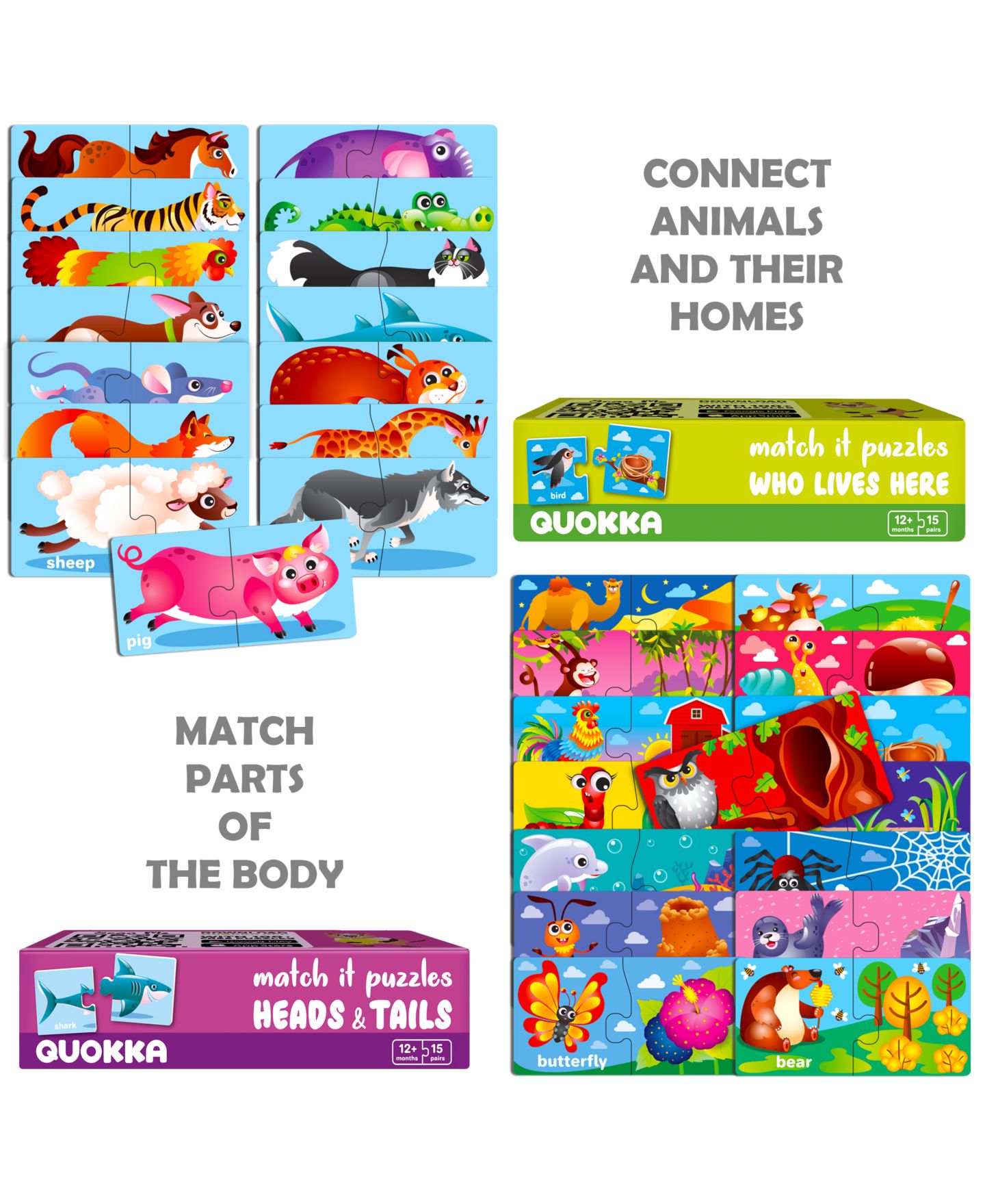 Детские игрушки Quokka 5X Megaset Matching Puzzles, 5-Puzzle Set, Ages 1+, цвет: Cartoonish — фото 5