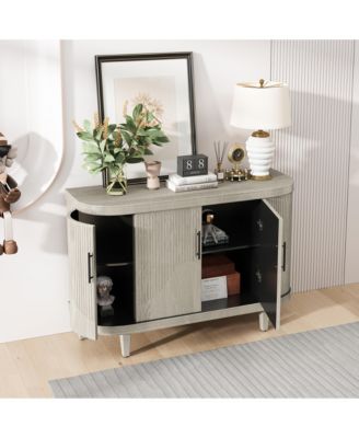 Simplie Fun Curved Sideboard Console Table with Adjustable Shelves