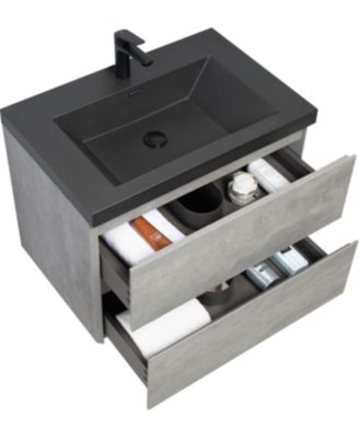 Streamdale Modern 30" Floating Vanity with Black Quartz Top, Grey