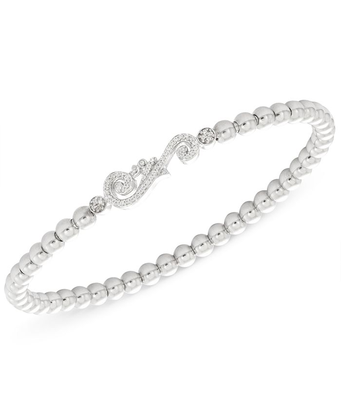 Wrapped Diamond Accent Swirl Stretch Bracelet in Sterling Silver ...