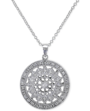 image of Effy Diamond Disc Pendant Necklace (1/4 ct. t.w.) in 14k White, Rose, or Yellow Gold
