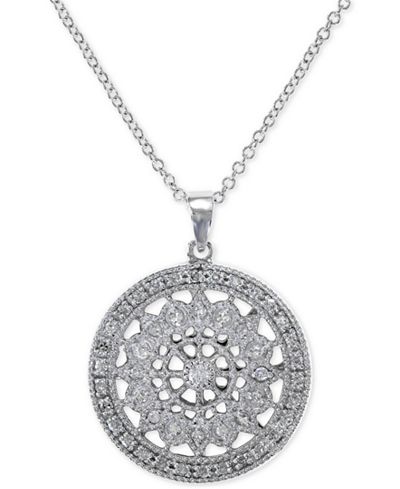 EFFY Diamond Disc Pendant Necklace (1/4 ct. t.w.) in 14k White or ...