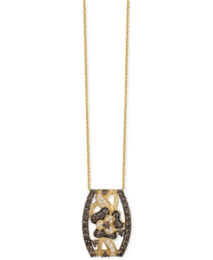 image of Le Vian Chocolatier Chocolate and White Diamond Pendant Necklace (1-1/4 ct. t.w.) in 14k Gold