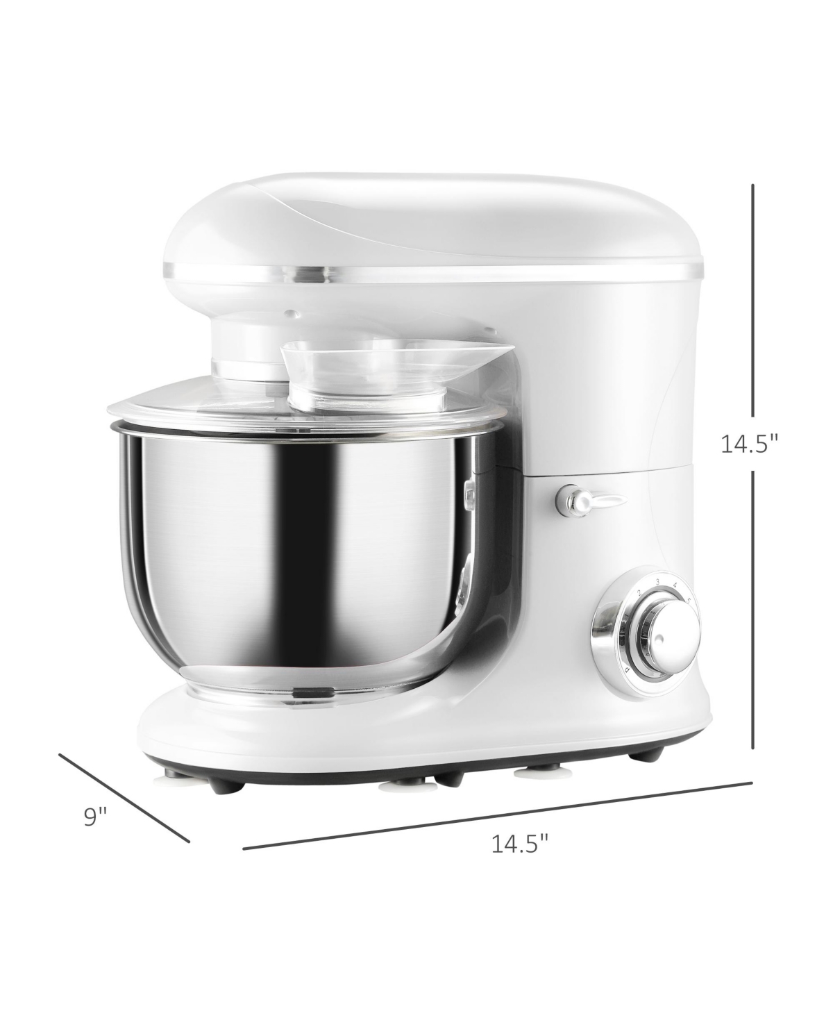 Streamdale Furniture 600W Electric Stand Mixer with 6+1 Speed and 6 Qt Mixing Bowl