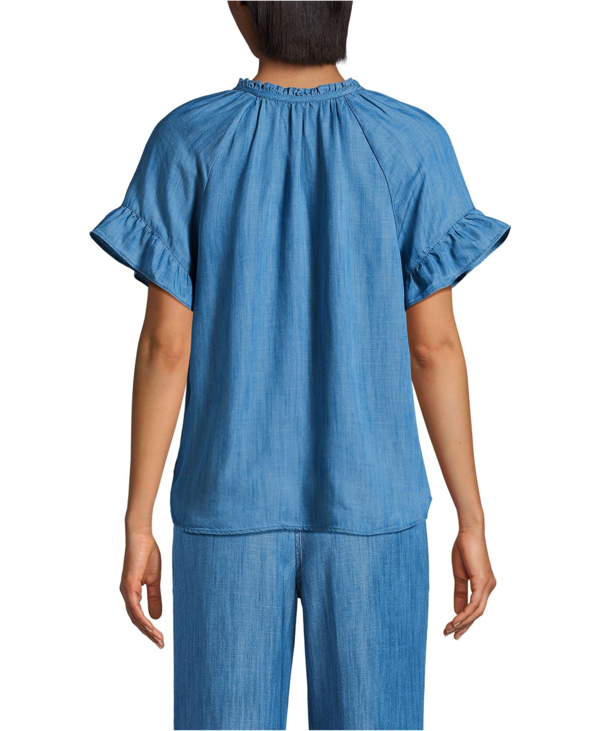 Lands' End Women's Tencel Fiber Ruffle Blouse