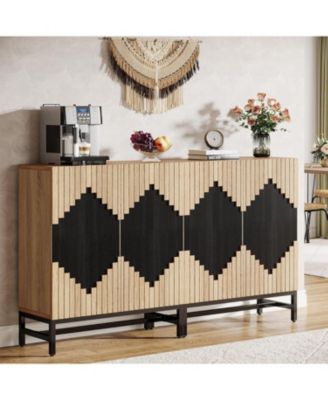 63-Inch FarmYFuse Sideboard Cabinet with Doors and Storage for Kitchen, Dining Room, or Living Room