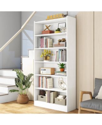 78-inch Tall Bookcase, Modern 7-Tier White Library Bookshelf with Storage Shelves, Large Open Bookcases Wood Display Shelving Unit