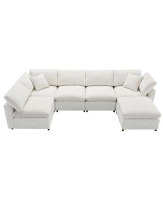 Modern Modular 6-Seat Cloud Sofa Bed with Ottoman