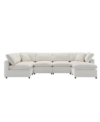 Modern Modular 6-Seat Cloud Sofa Bed with Ottoman