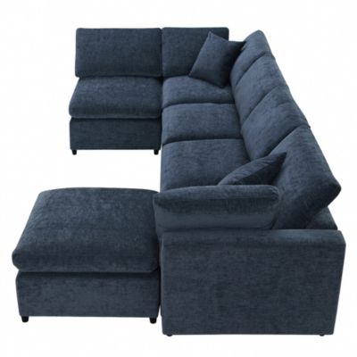 Modern Modular 6-Seat Cloud Sofa Bed with Ottoman