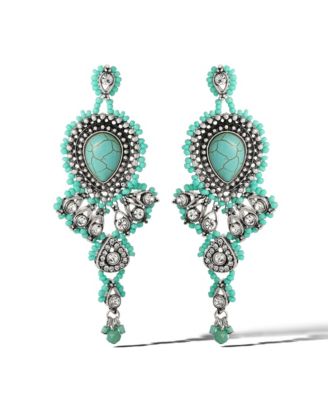 Turquiose Bead Statement Earrings