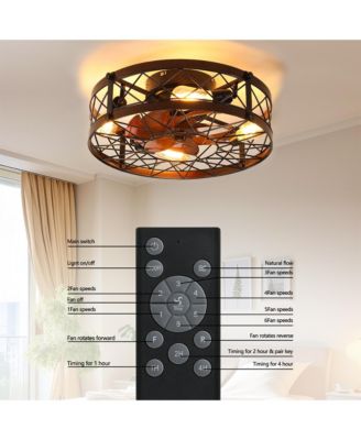 Caged Ceiling Fans with Lights, 20" Flush Mount