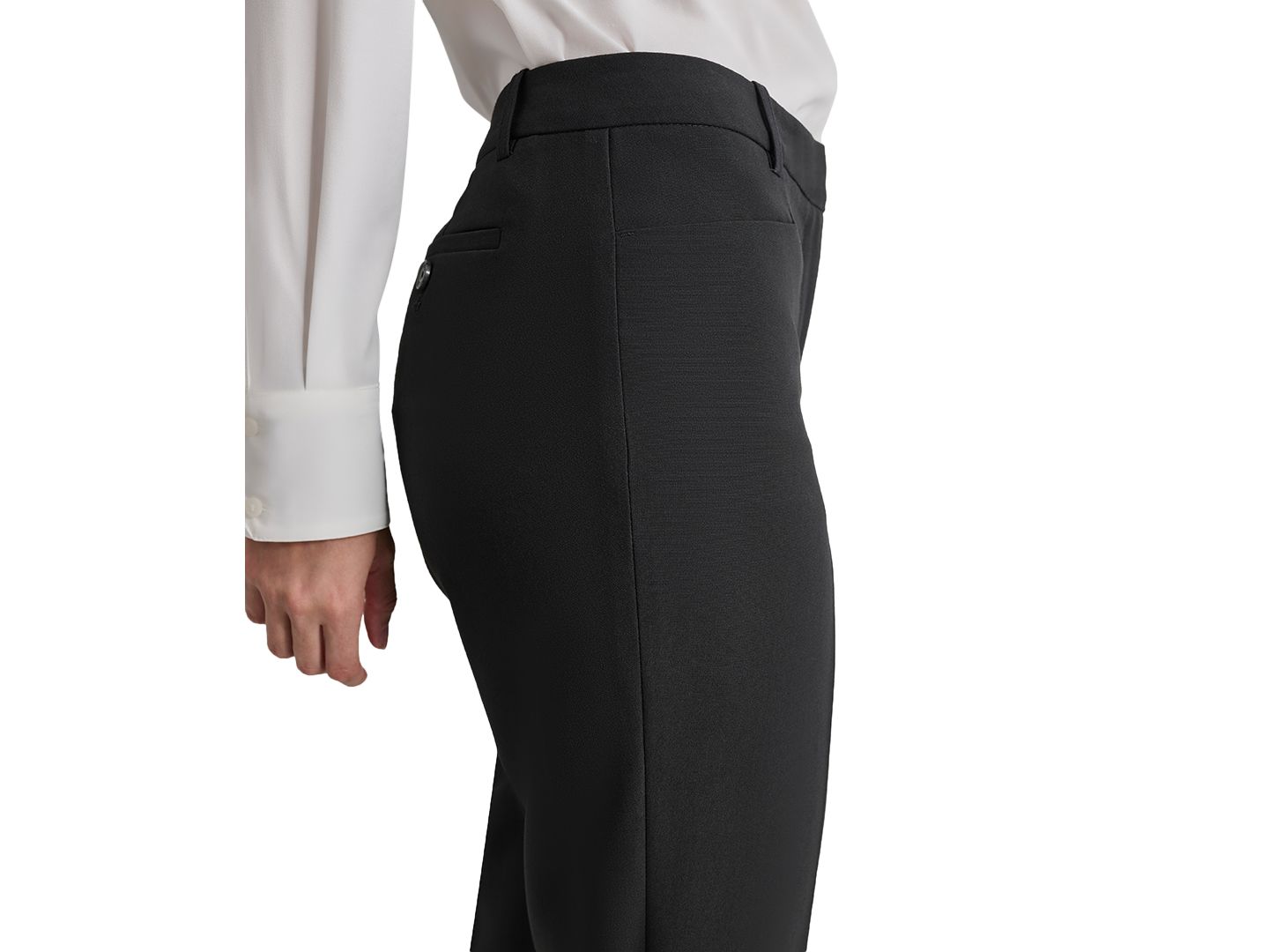 Женские брюки DKNY Petite Modern-Fit Mid-Rise Wide-Leg, цвет: Чёрный — фото 4