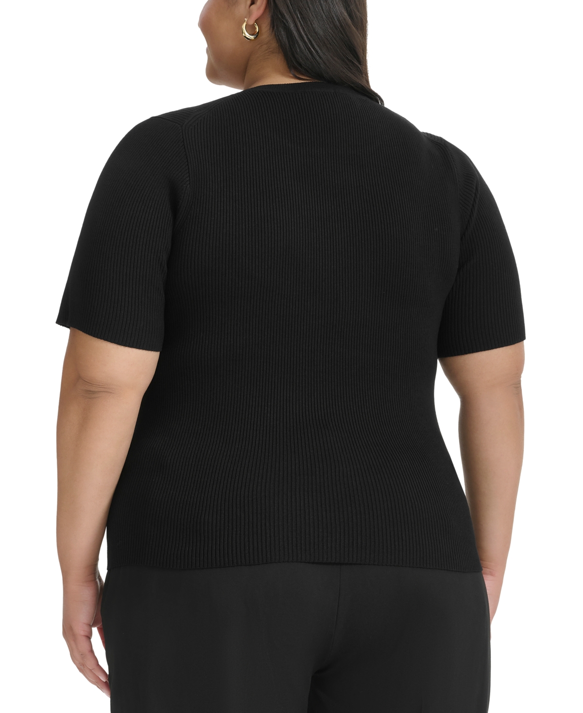 Dkny Plus Size Short-Sleeve Ribbed-Knit Top