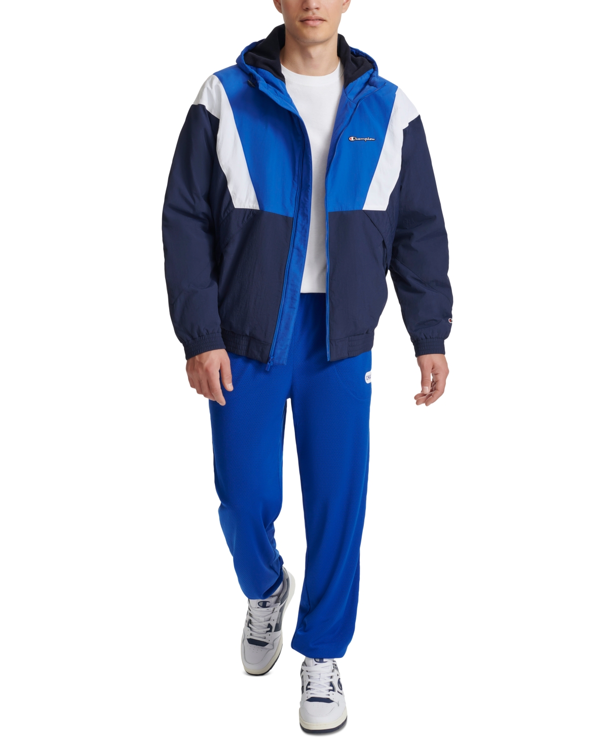 Champion Men's Retro Taslon Color Block Performance Hooded Jacket