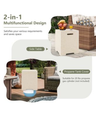 2-in-1 Gas Tank Holder Side Table with Protective Cover