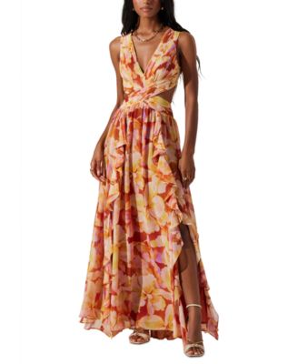ASTR the Label - Women's Noya Floral Cut-Out Lace-Back Maxi Dress