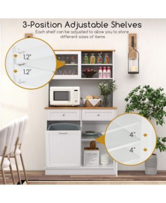 Double Tilt Out Trash Cabinet with Hutch and Rubber Wood Countertop