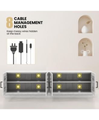 4-Door TV Stand for TVs up to 75 Inch Media Console Table with Adjustable Shelves-Oak