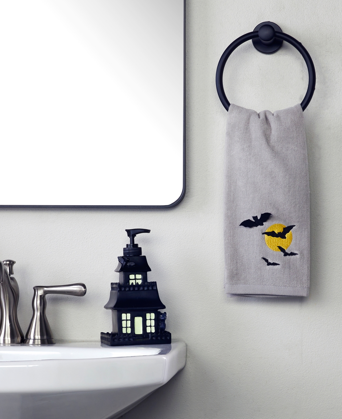 Skl Home Full Moon Flight Cotton 2 Piece Hand Towel, 16" X 25" In Gray