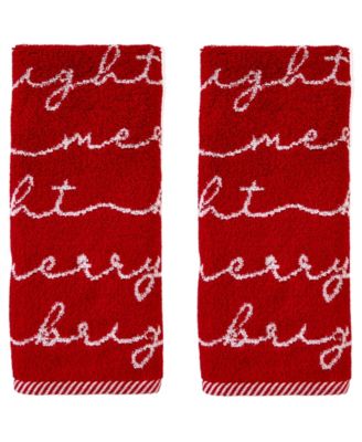 Merry and Bright Jacquard Cotton 2-Pc Hand Towel Set, 16" x 25"